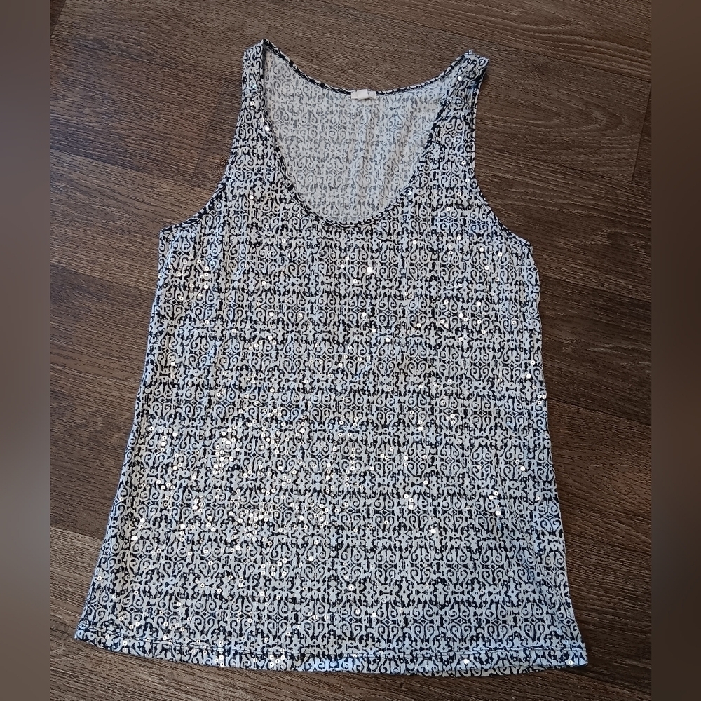 J. Crew Black and White Patterned Tank Top